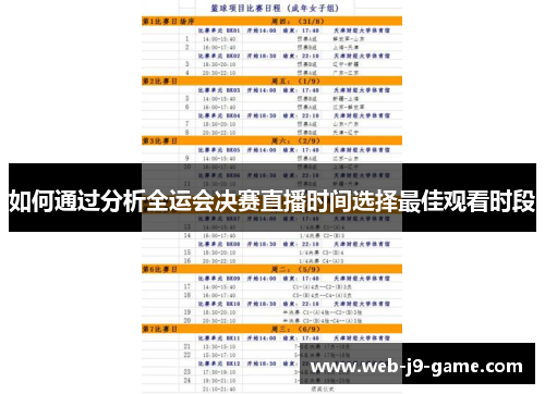 如何通过分析全运会决赛直播时间选择最佳观看时段 如何通过分析全运会决赛直播时间选择最佳观看时段